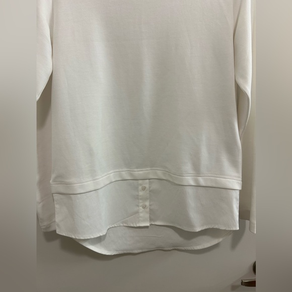 Athleta White Crewneck With Button Up Shirt at the Bottom - Picture 2 of 9